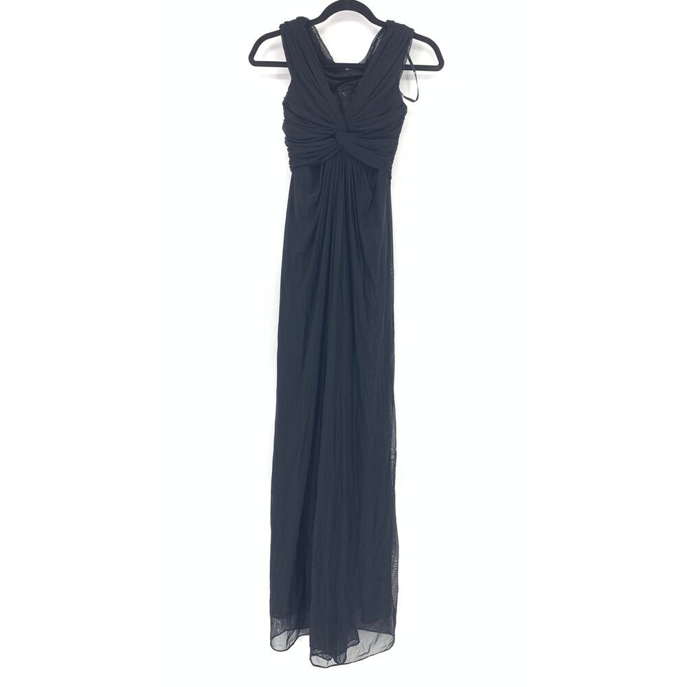 VTG Tadashi Dress Women's Approx XS Formal Twist Front Mesh Full Zipper Black